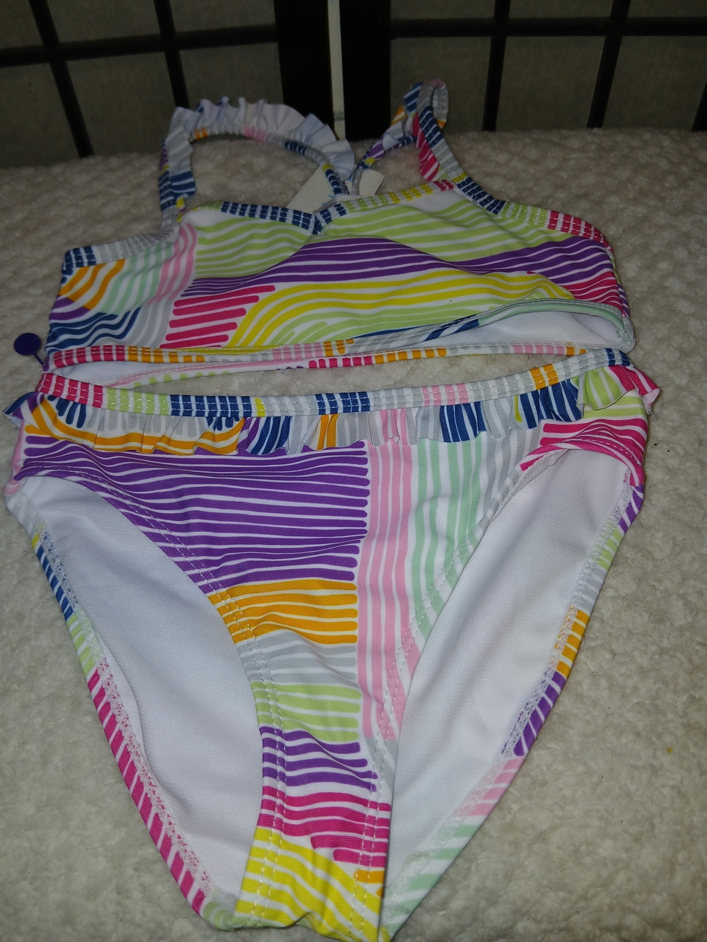 Girls' Multicolor Stripe Two-Piece Swim Set
